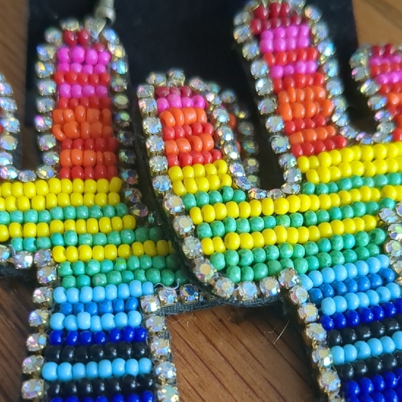 `🌈Colorful Beaded Cactus Earrings - Picture 3 of 5